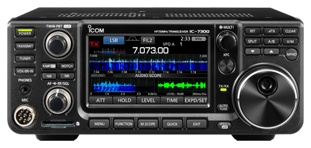 Icom IC-7300 radio front panel and CW controls