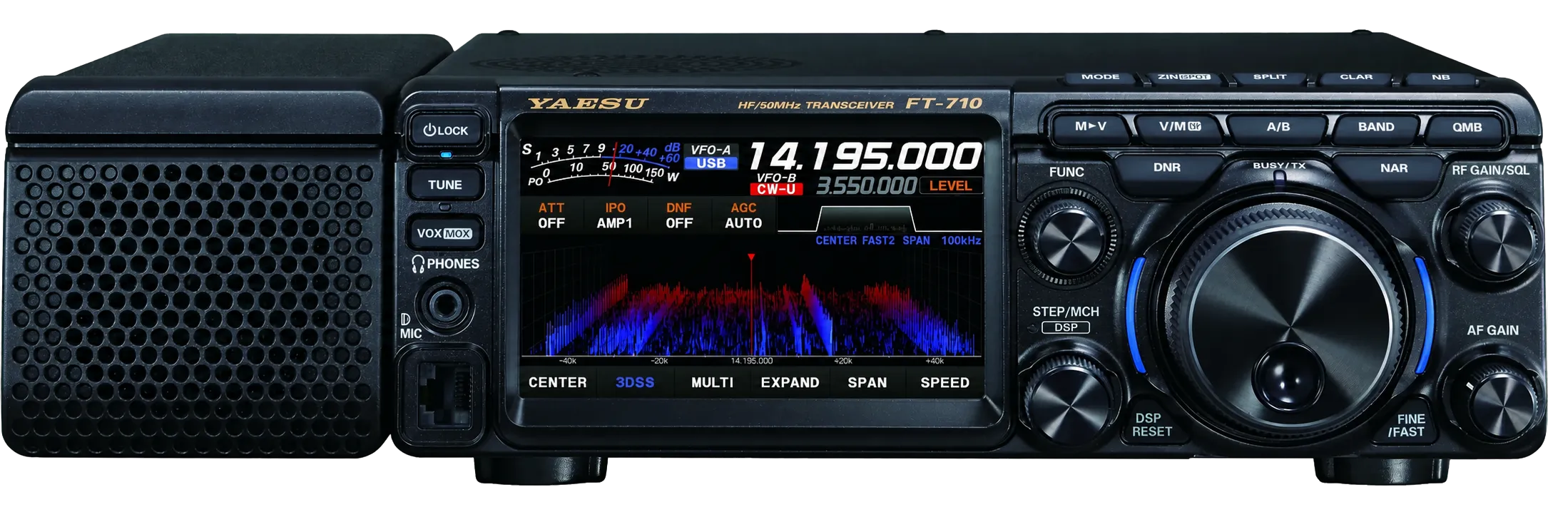 Yaesu FT-710 radio front panel and CW controls
