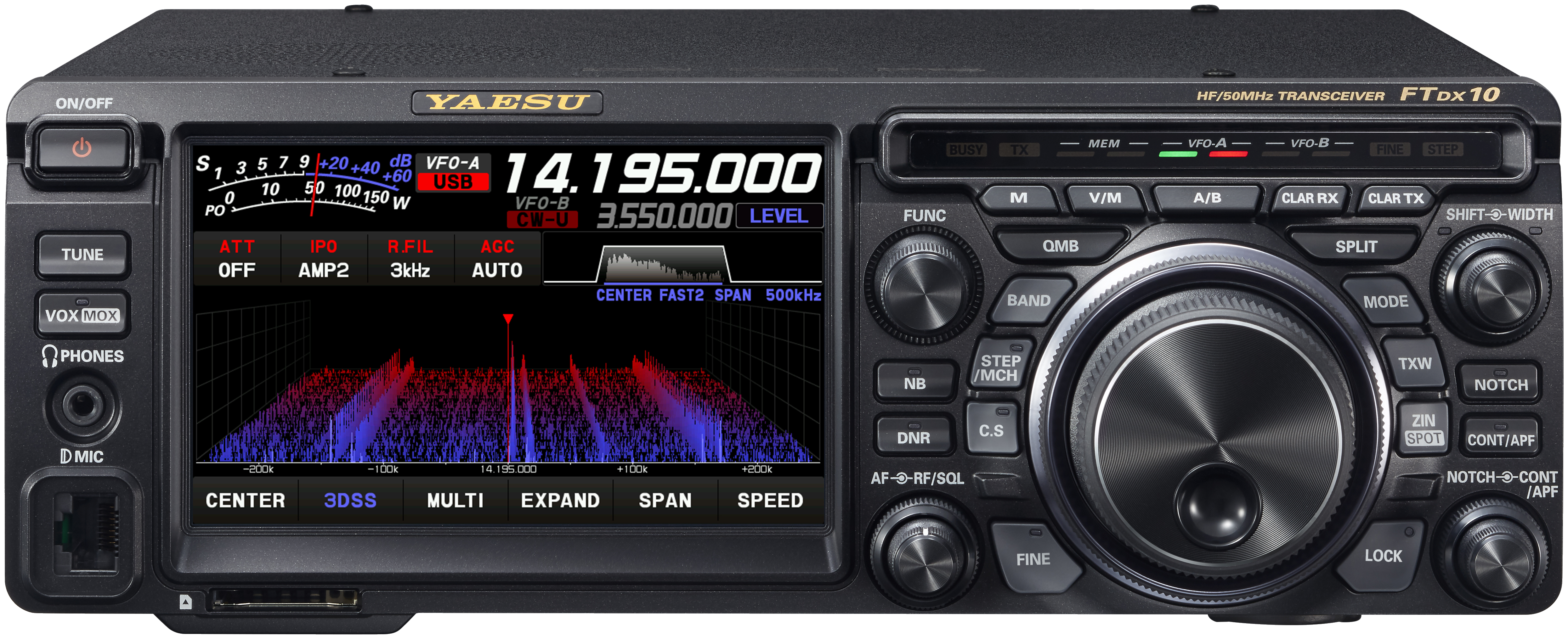 Yaesu FTDX10 radio front panel and CW controls
